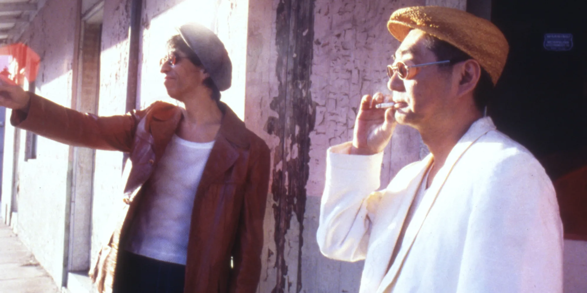 Two musicians on a street corner